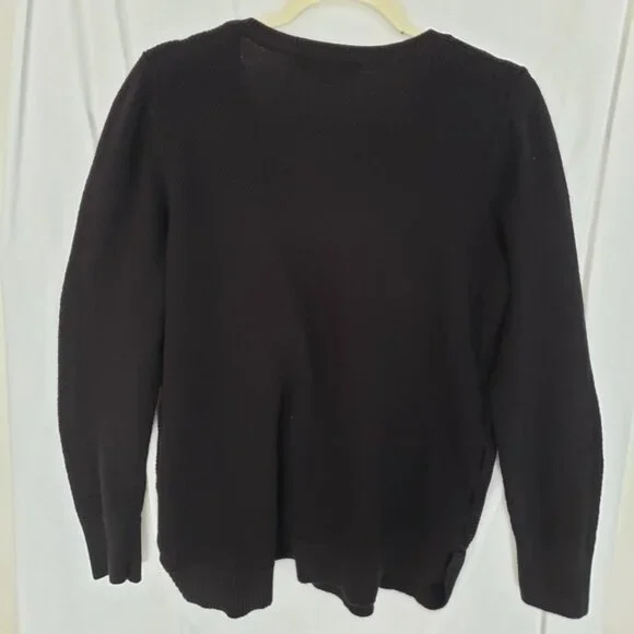 Woman Ann Taylor Loft Black Round Neck Long Sleeve Sweater Top Size L - Picture 8 of 10